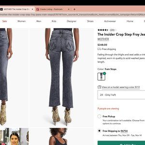 MOTHER The Insider Crop Step Fray Jeans in Train Stop Size 29